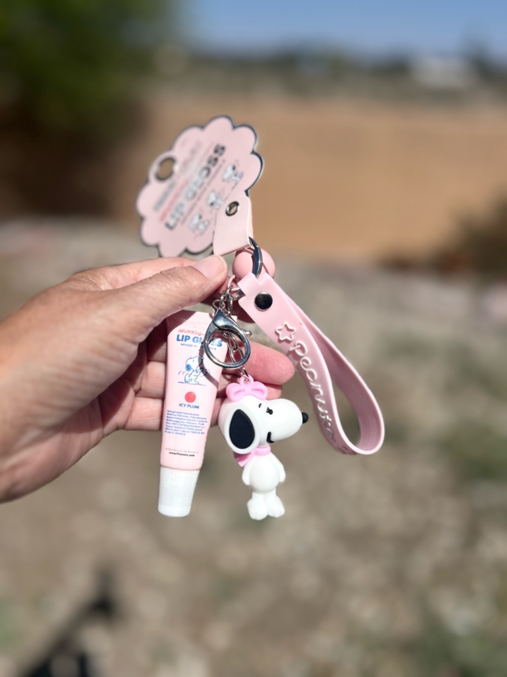 Peanuts Snoopy Pink Keychain Lip Gloss Holder